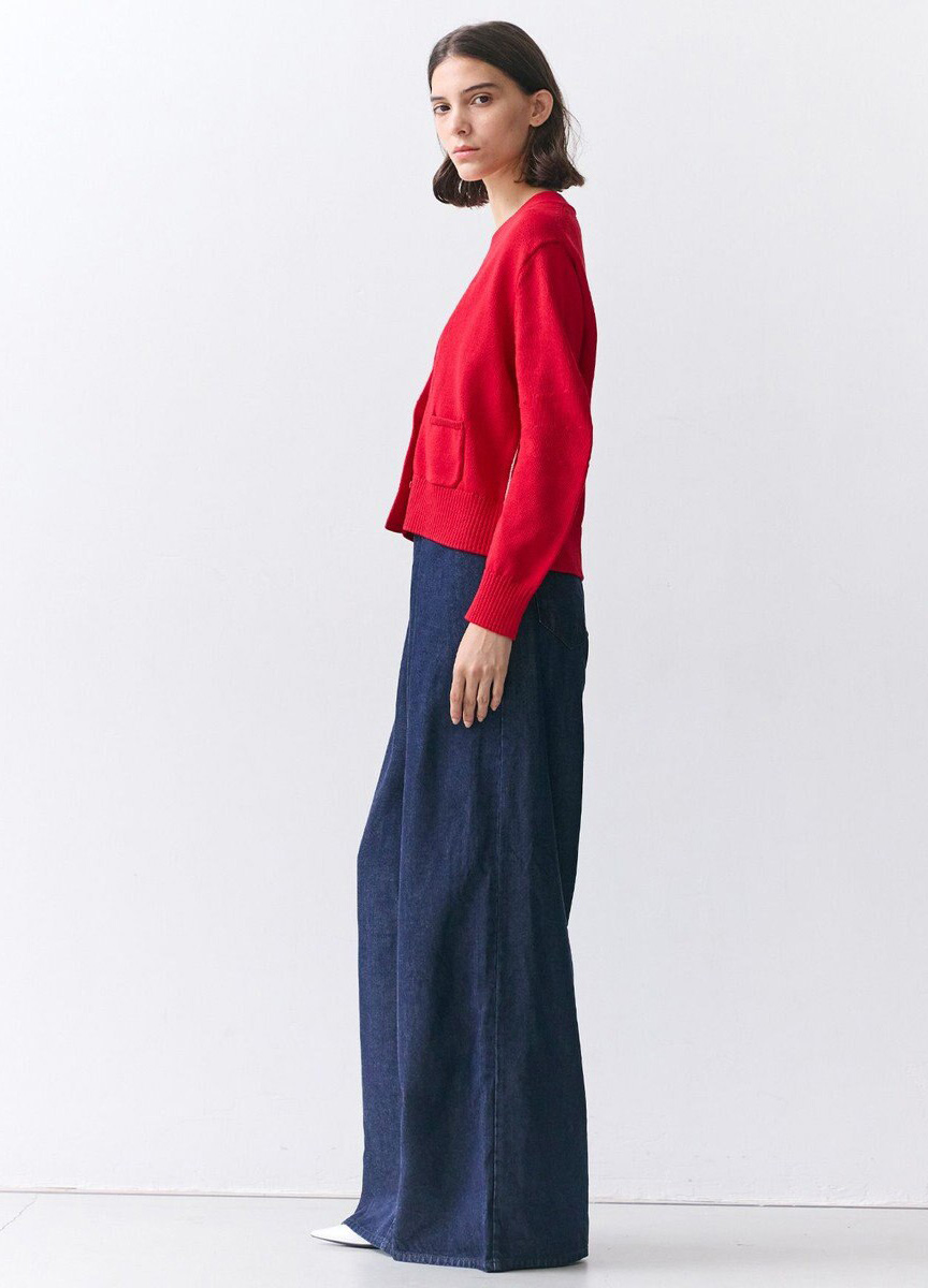 短版口袋針織開襟衫